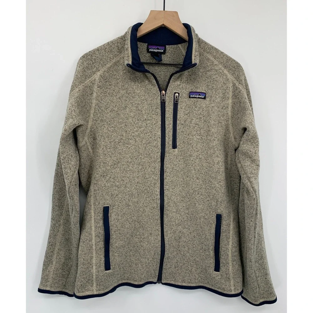 Patagonia Better Sweater Jacket Mens Large Beige Tan Full Zip Fleece Trail Hike